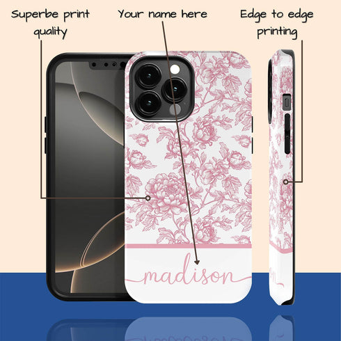 Custom Name French Toile De Jouy iPhone Case V2